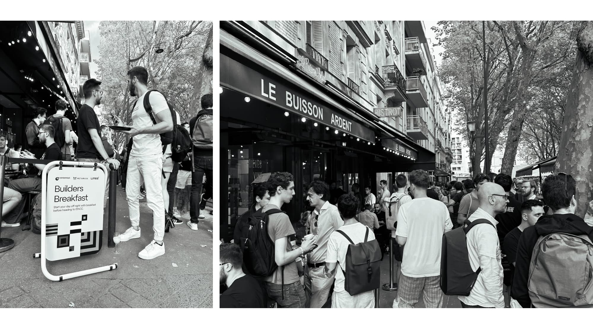 The Builders Breakfast during ETHCC was a smashing success and spilled into the streets of Paris-- woops.