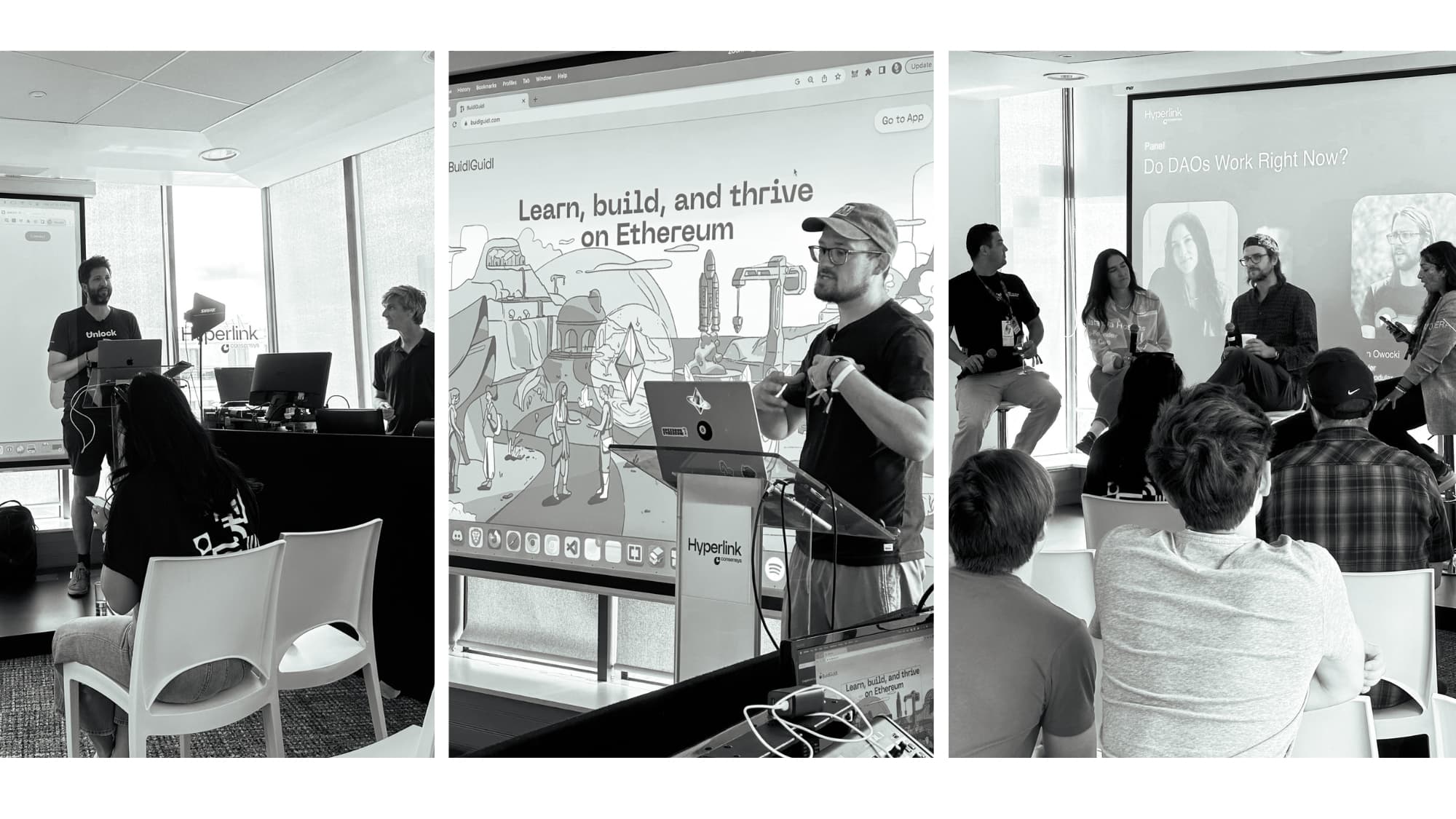 A handful of our Vanguards spoke at the Hyperlink event, including Julien from Unlock Protocol, Anett Rolikova from Hyperlane, Austin Griffith from BuidlGuidl & Speedrun Ethereum and Kevin Owocki from Greenpill and Supermodual. 
