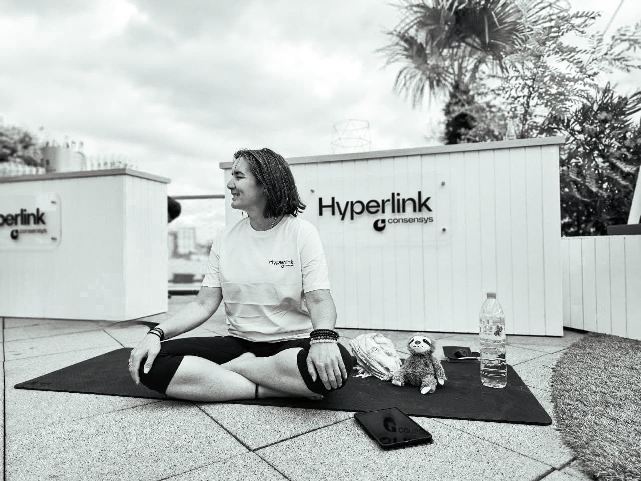 Leading a meditation at the beginning of our Hyperlink was a personal highlight, having just graduated from Naropa University with a degree in Yoga. Compassion in the Code begins with making wisdom traditions accessible to everyone. (Image by Ziad Saab & that's me on 3 hours of sleep)